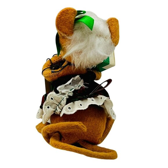 Annalee Christmas Mouse Gift 6 inch Vintage 1996 Green Bow Closed Eyes Mouth - Picture 8 of 14